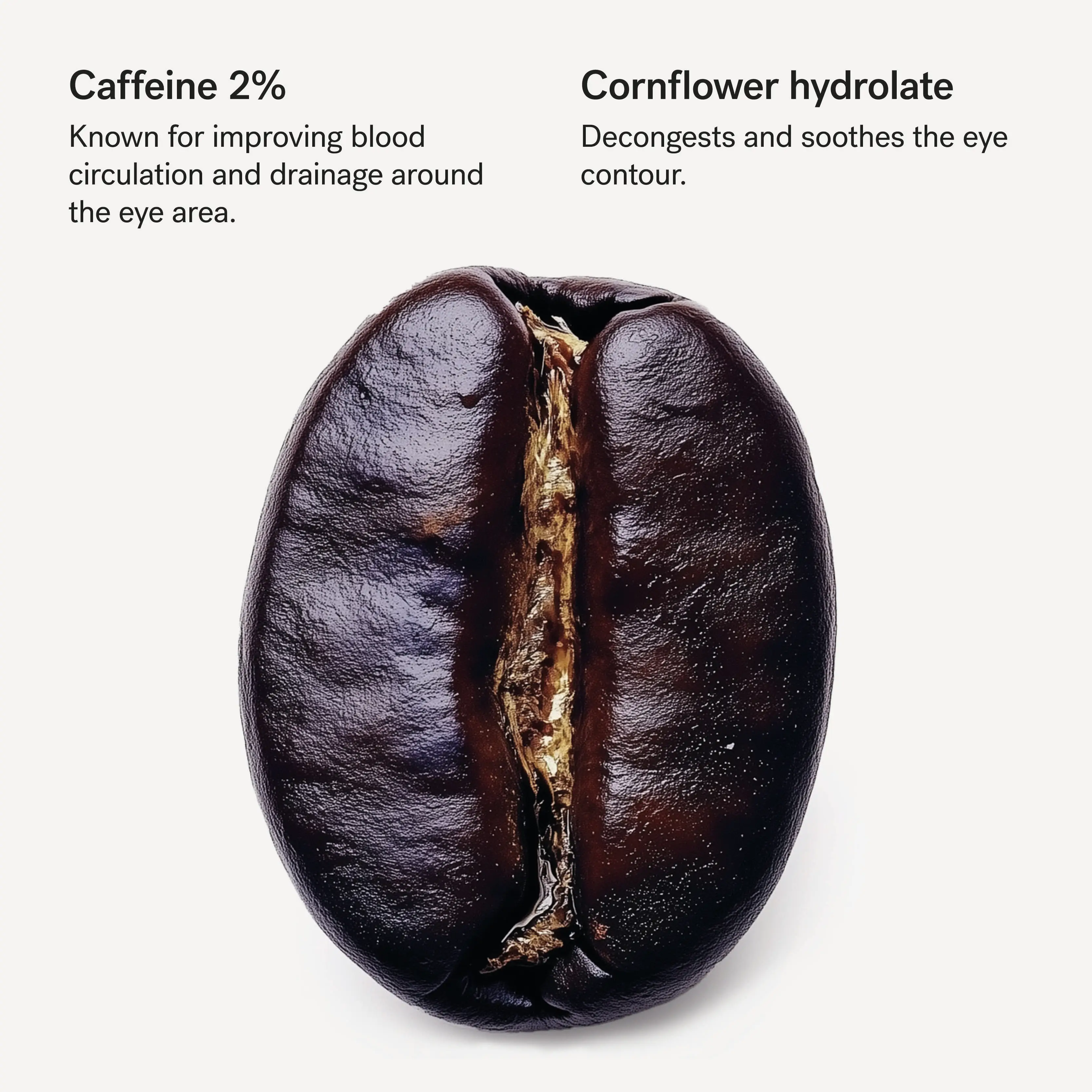 Eye Cream for Dark Circles and Eye Bags — 2% Caffeine + Hydrolate Cornflower